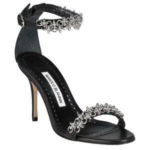 Manolo Blahnik Rekik Leather Sandal Heels Size 38 1/2